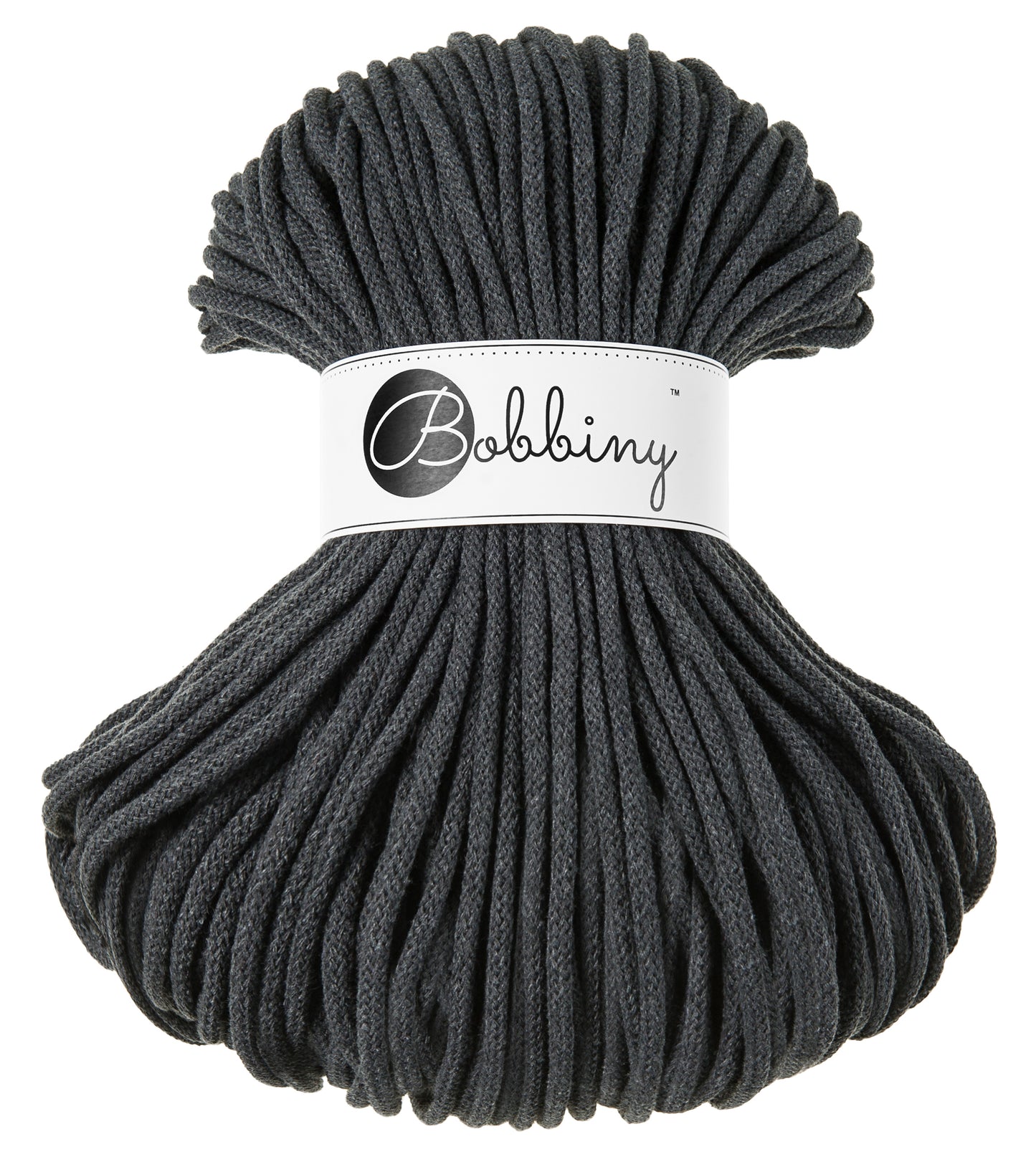 Charcoal - 5mm Bobbiny Braided Cord