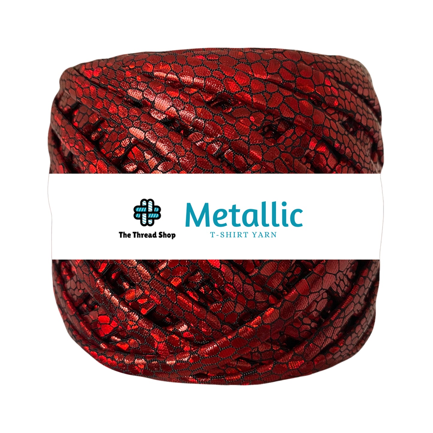 Candy Red Print Metallic T-shirt Yarn