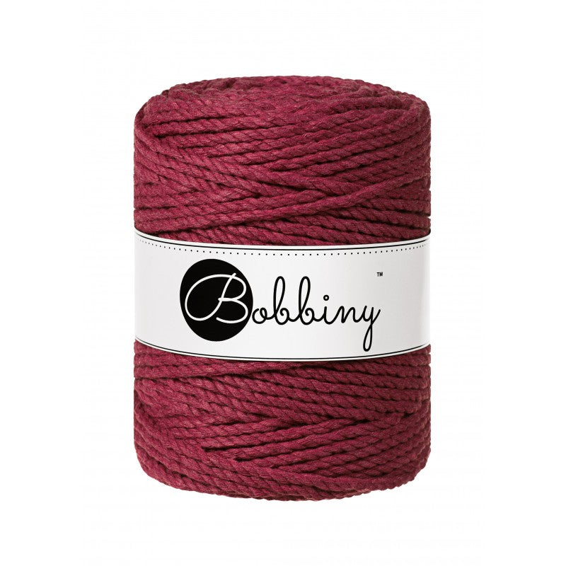 Wine Red - 3mm & 5mm 3PLY, Bobbiny Macramé Cord