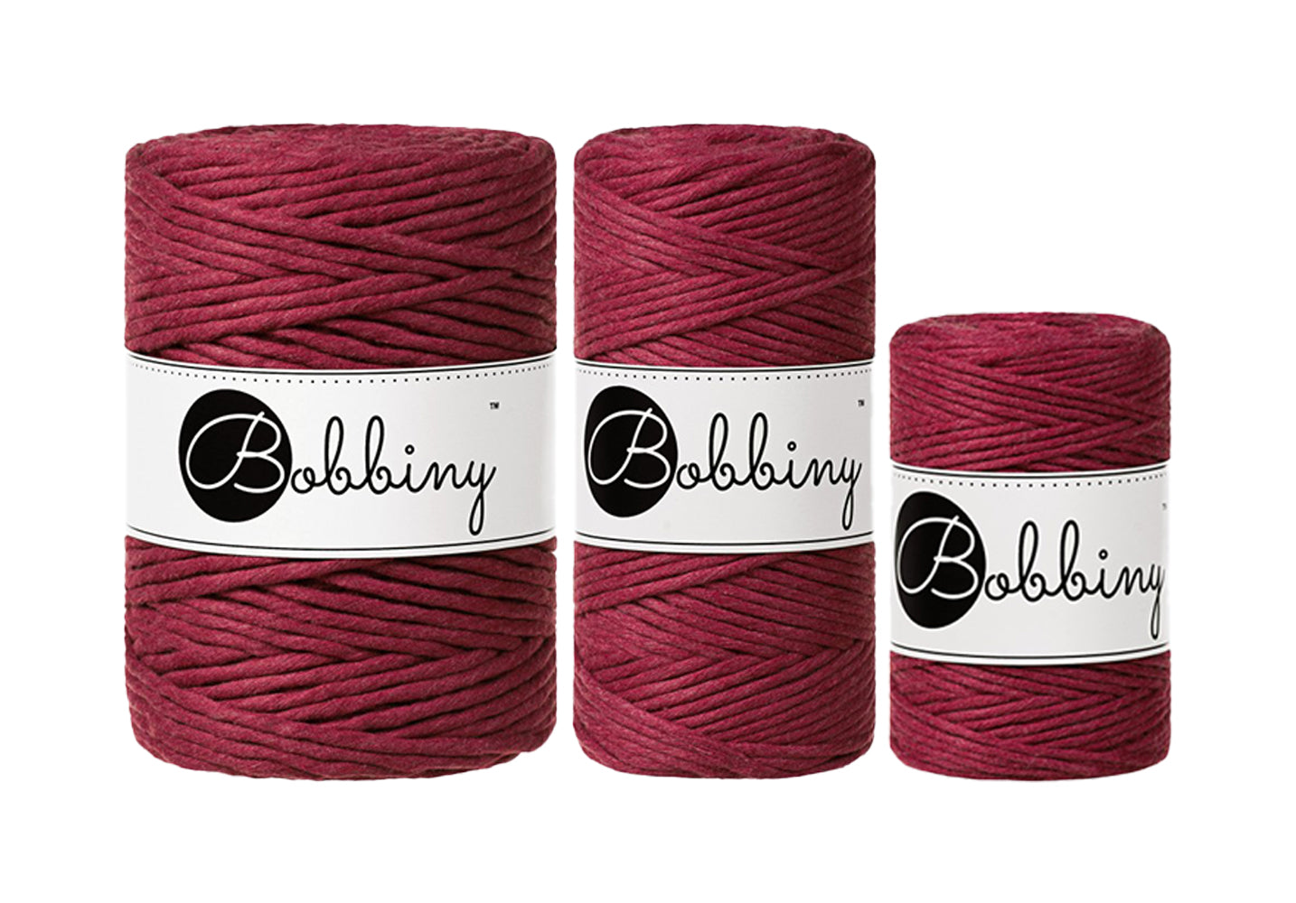 Wine Red - 1.5mm, 3mm & 5mm, Bobbiny Macrame Cord
