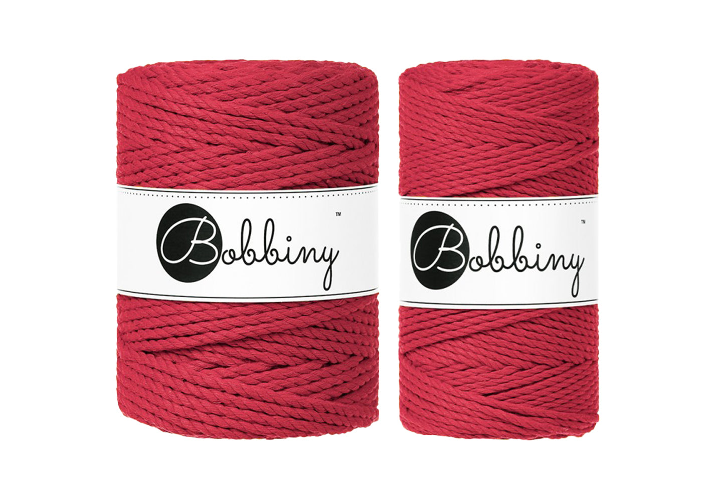 Classic Red 3mm & 5mm 3PLY, Bobbiny Macramé Cord