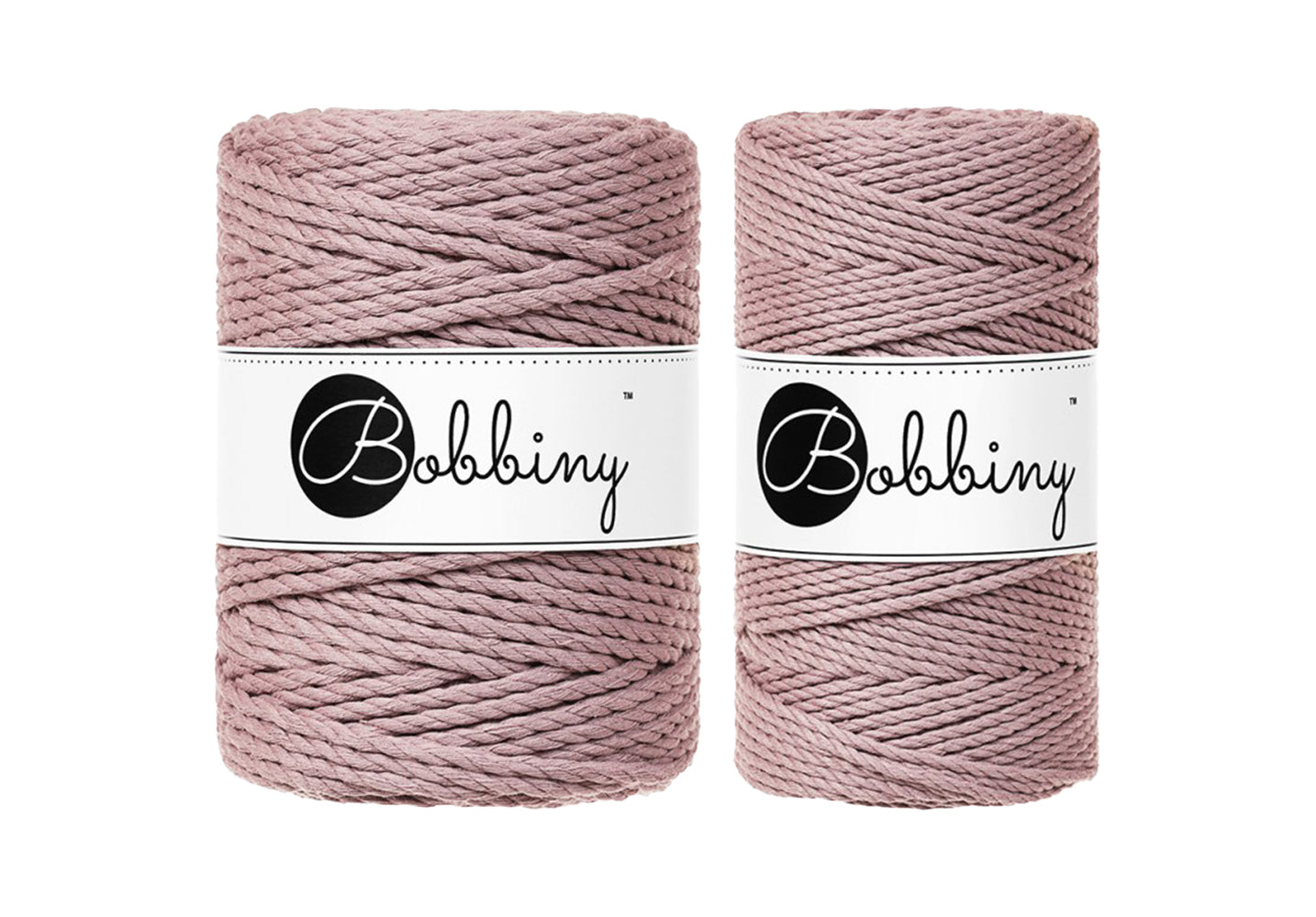 Mauve 3mm & 5mm 3PLY, Bobbiny Macramé Cord
