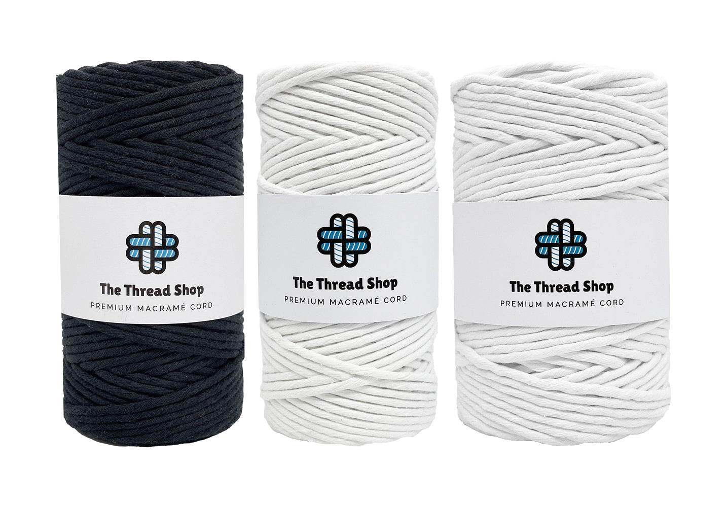 Black & White - 3mm & 5mm, Thread Shop Macramé Cord