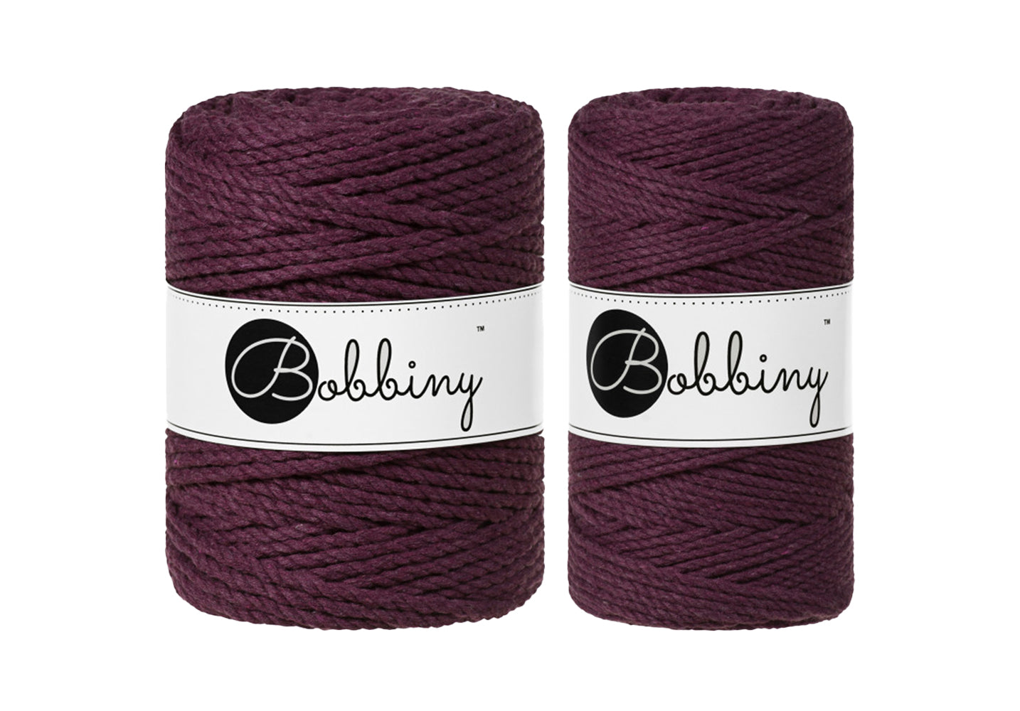 Blackberry 3mm & 5mm 3PLY, Bobbiny Macramé Cord