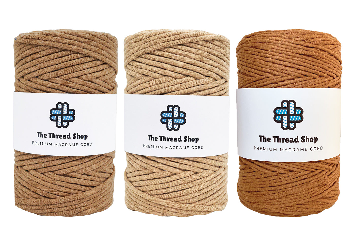 Caramel, Fudge, Spice - 4mm, Thread Shop Macramé Cord