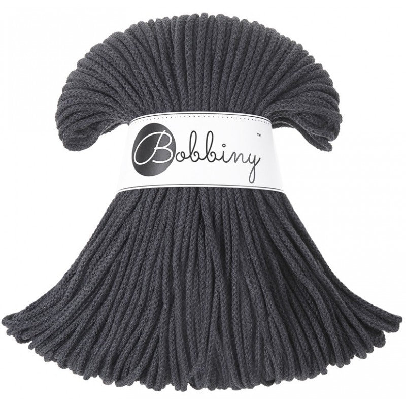 Charcoal - 3mm, 5mm & 9mm, Bobbiny Braided Cord