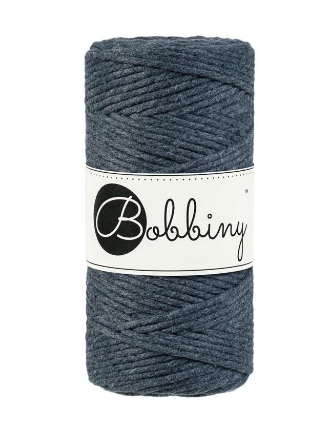Charcoal - 1.5mm, 3mm & 5mm, Bobbiny Macrame Cord