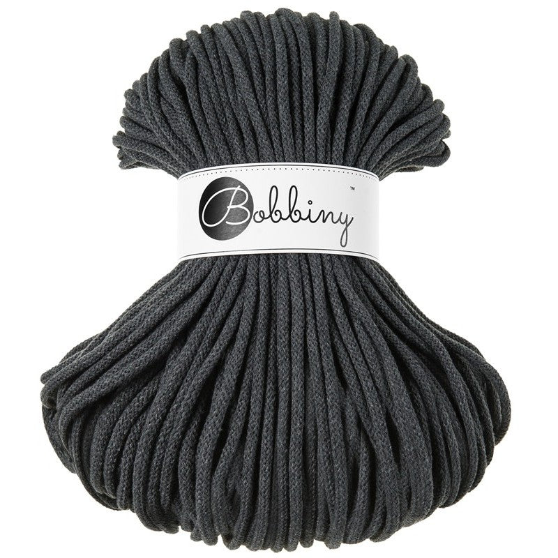 Charcoal - 3mm, 5mm & 9mm, Bobbiny Braided Cord