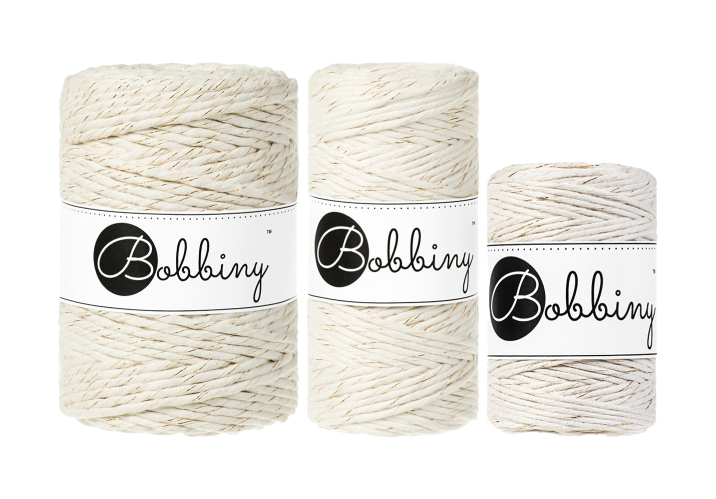 Golden Natural - 1.5mm, 3mm & 5mm, Bobbiny Macrame Cord