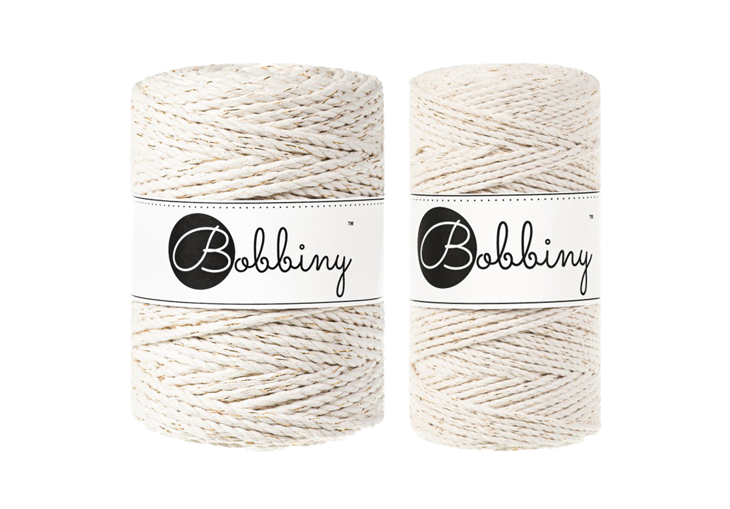 Golden Natural 3mm & 5mm 3PLY, Bobbiny Macramé Cord