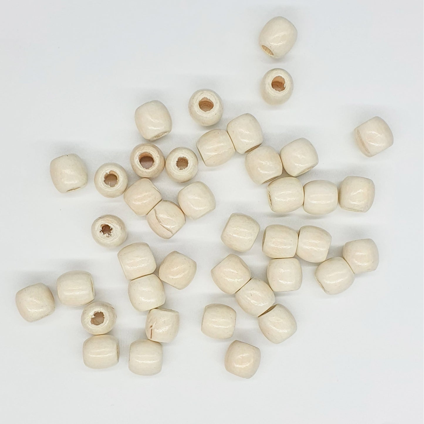 Ecru - Painted Wooden Beads, For Up To 5mm Cord (Pack Of 5)