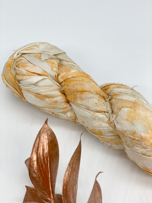 MUSTARD Hand-Painted Recycled Sari Silk Ribbon