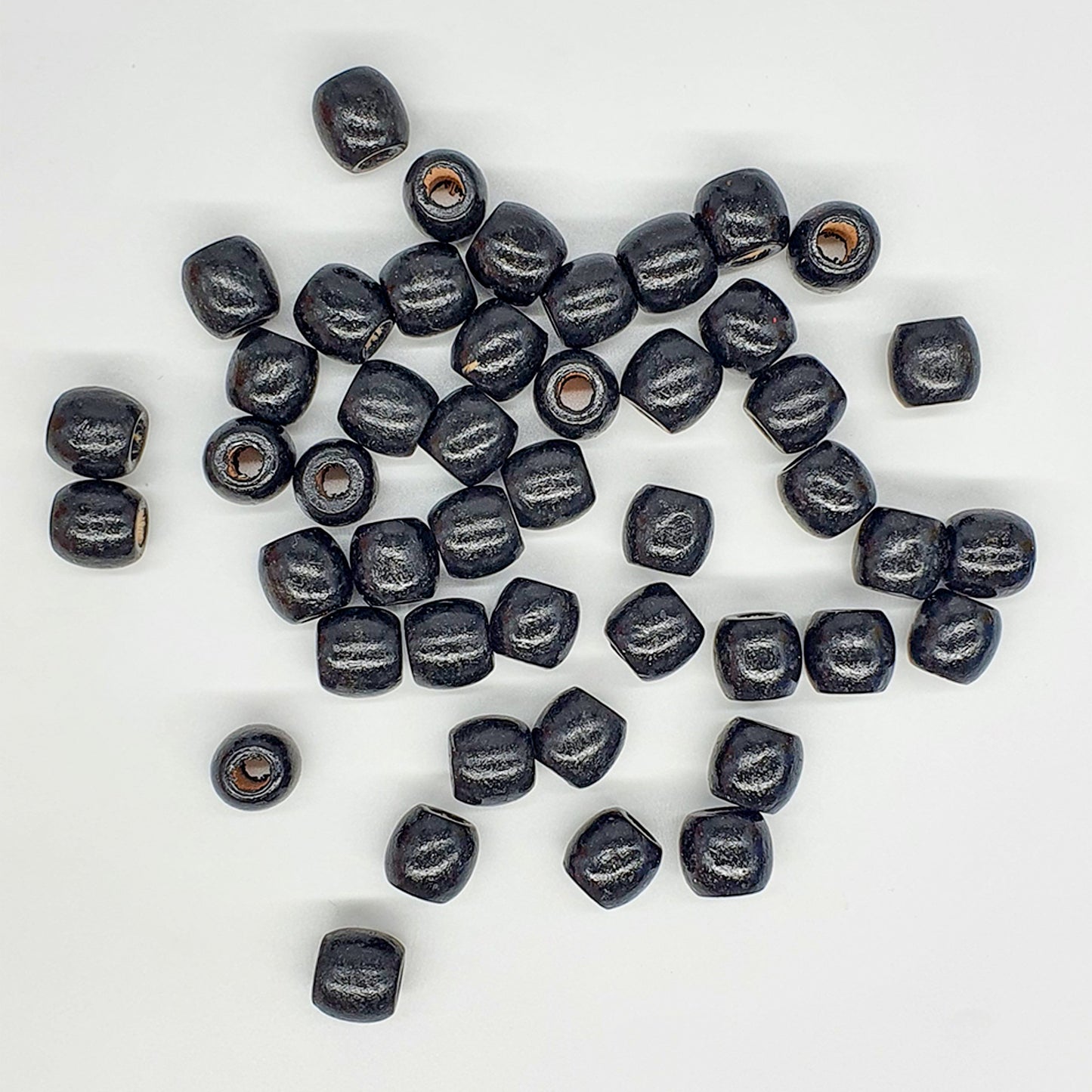 Black - Painted Wooden Beads, For Up To 5mm Cord (Pack Of 5)