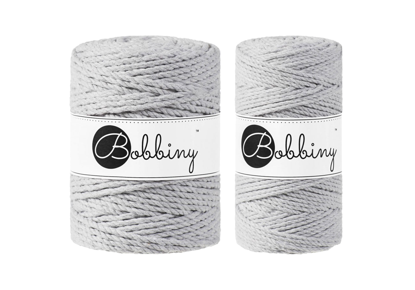 Light Grey 3mm & 5mm 3PLY, Bobbiny Macramé Cord