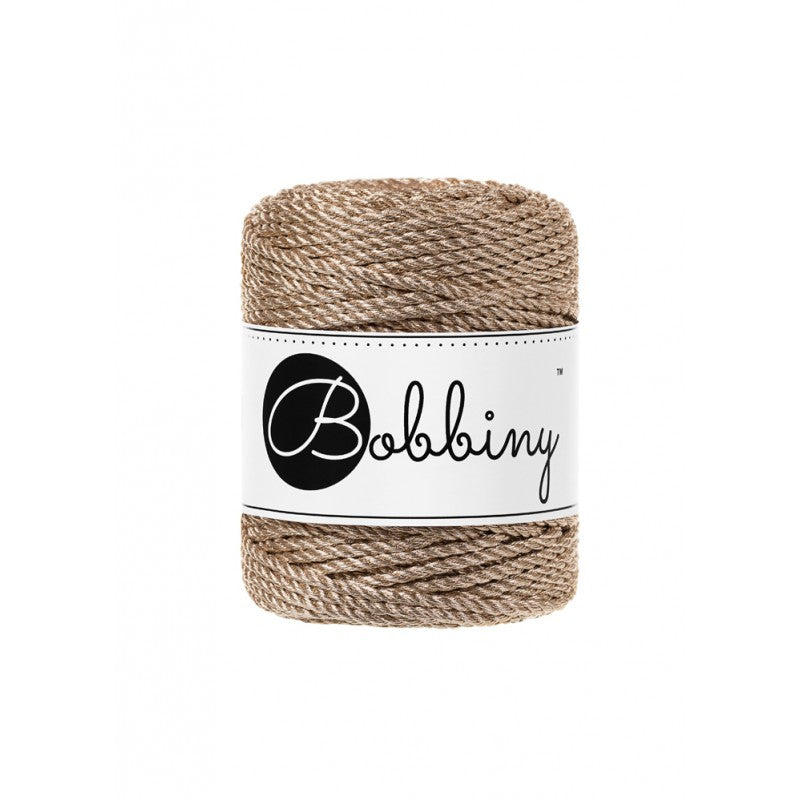 Copper, Silver, Rose Gold, Platinum & Champagne Metallic 3mm 3PLY, Bobbiny Macramé Cord
