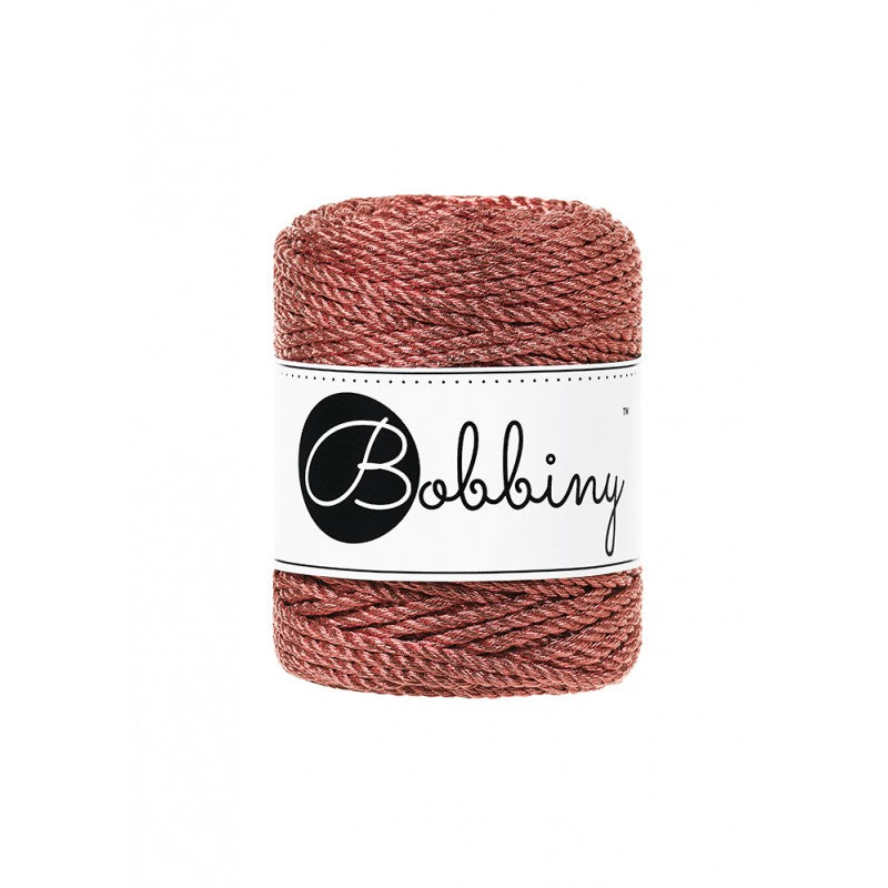 Copper, Silver, Rose Gold, Platinum & Champagne Metallic 3mm 3PLY, Bobbiny Macramé Cord
