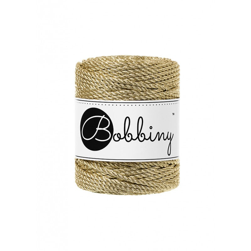 Copper, Silver, Rose Gold, Platinum & Champagne Metallic 3mm 3PLY, Bobbiny Macramé Cord