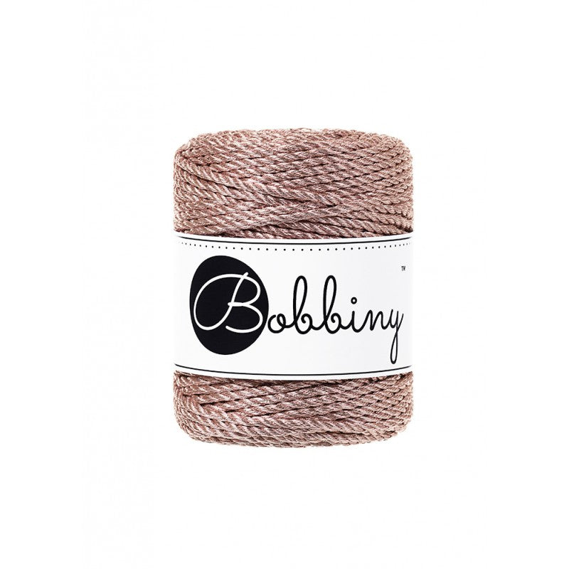 Copper, Silver, Rose Gold, Platinum & Champagne Metallic 3mm 3PLY, Bobbiny Macramé Cord