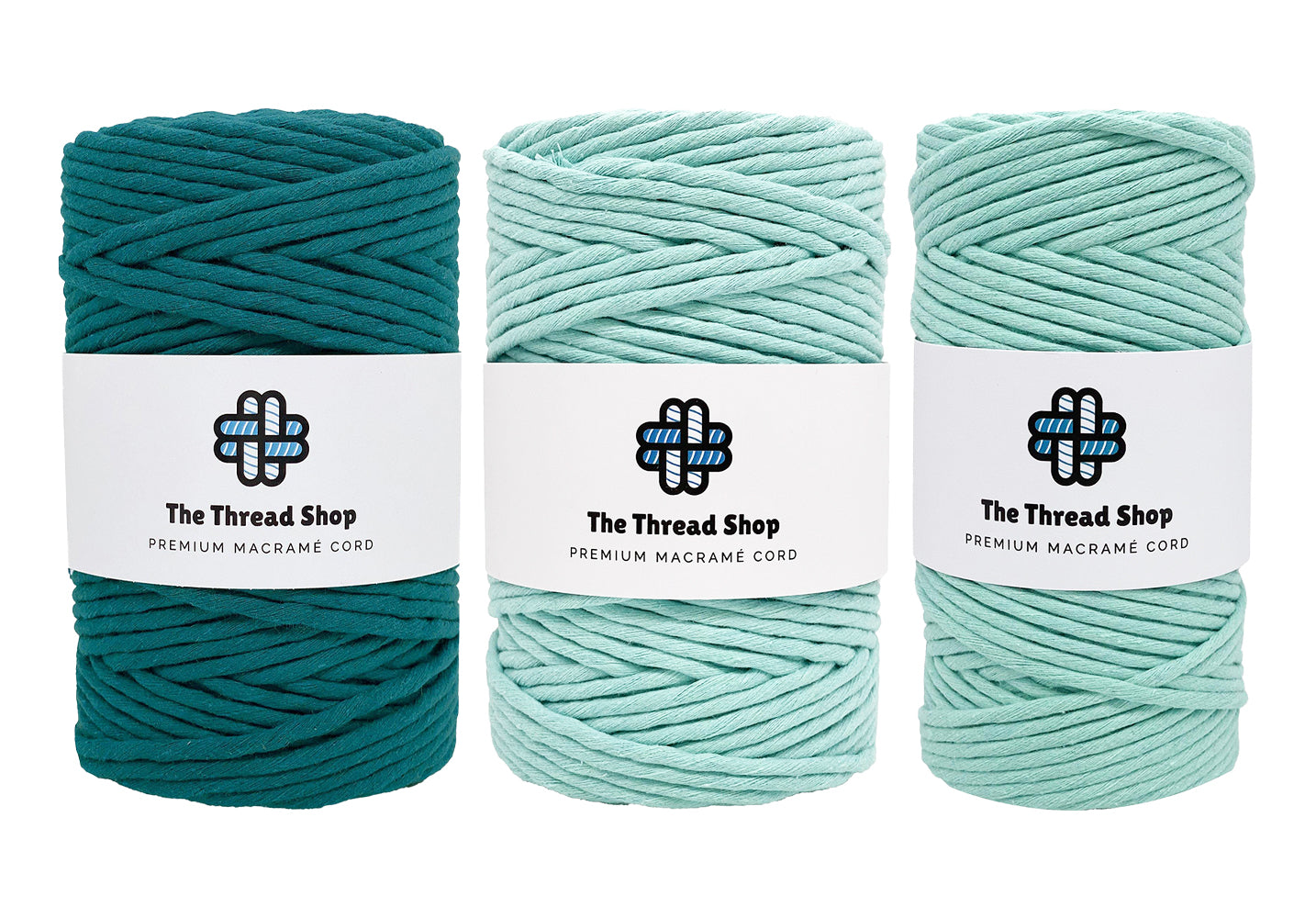 Mint & Teal - 3mm & 5mm, Thread Shop Macramé Cord