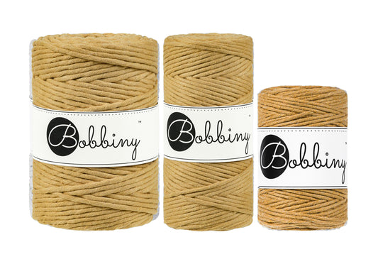 Mustard - 1.5mm, 3mm & 5mm, Bobbiny Macrame Cord