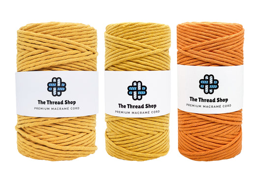 Mustard & Pumpkin - 3mm & 5mm, Thread Shop Macramé Cord
