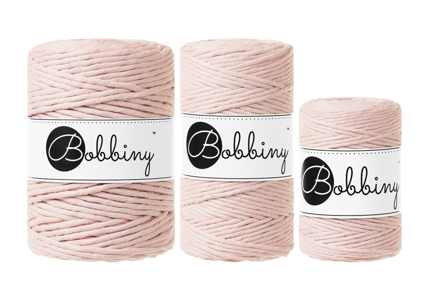 Pastel Pink - 1.5mm, 3mm & 5mm, Bobbiny Macrame Cord