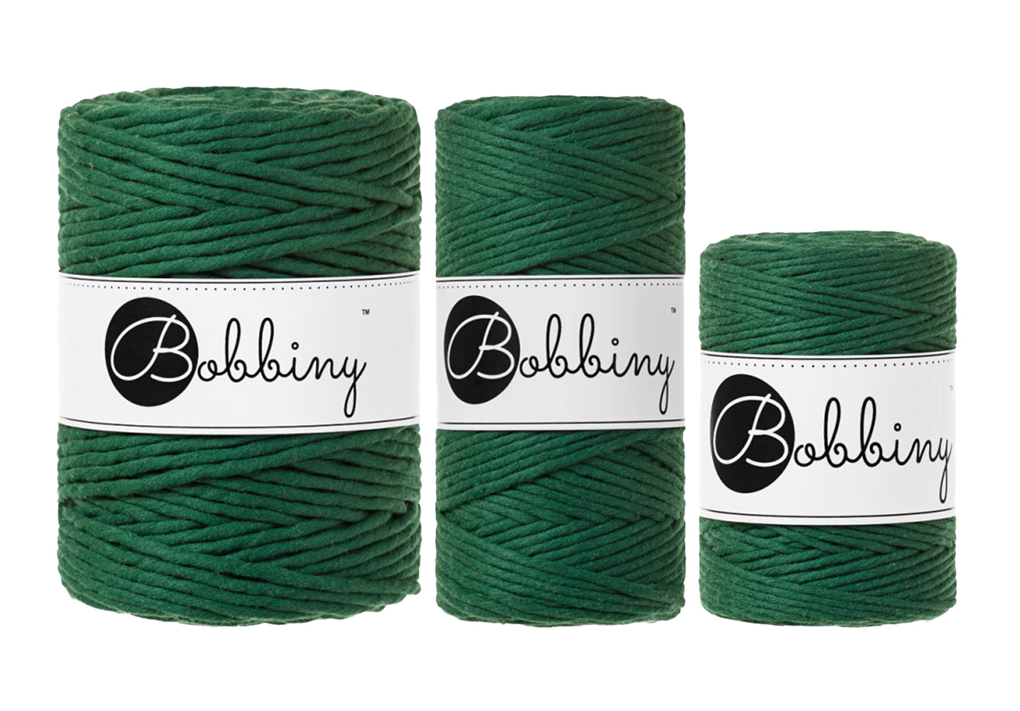 Pine Green - 1.5mm, 3mm & 5mm, Bobbiny Macrame Cord