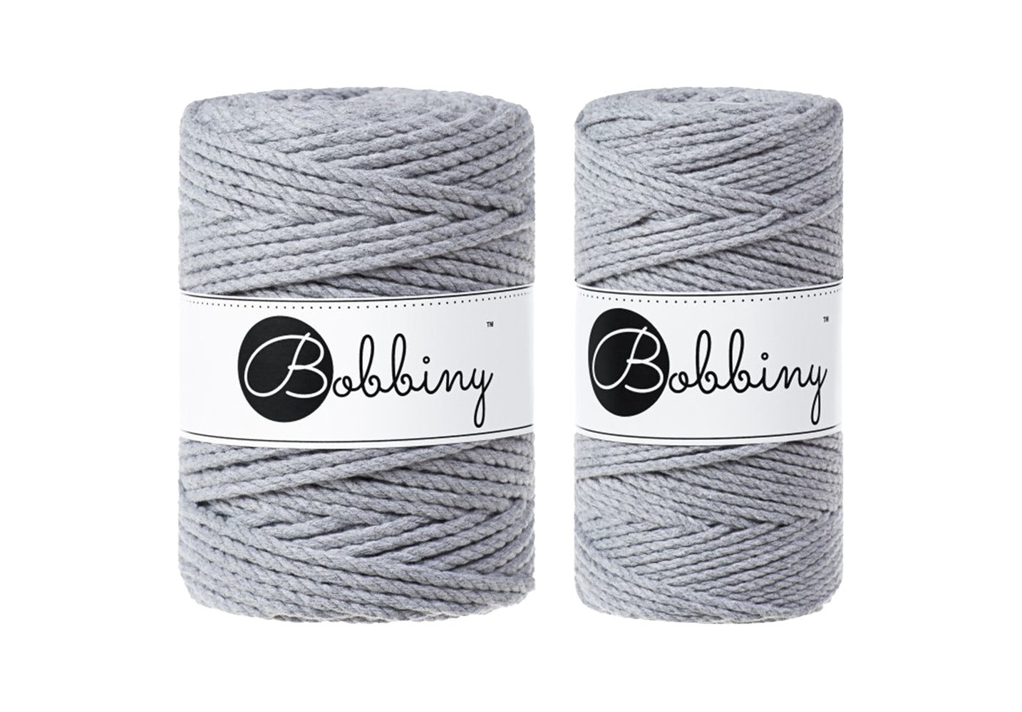 Silver 3mm & 5mm 3PLY, Bobbiny Macramé Cord