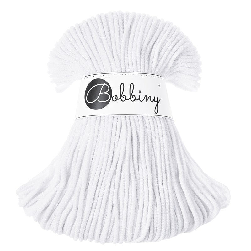 White - 3mm, 5mm & 9mm, Bobbiny Braided Cord