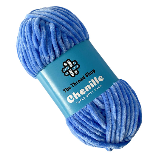 Azure Blue - Super-Soft Chenille Yarn