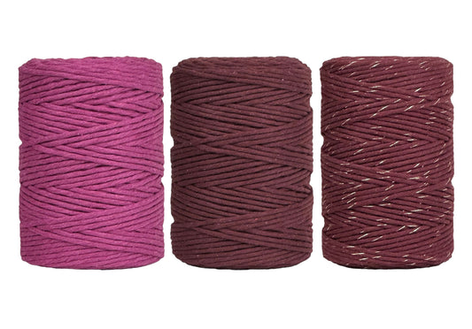 Magenta, Blackberry, Golden Blackberry - 3mm & 5mm, Thread Shop Macramé Cord