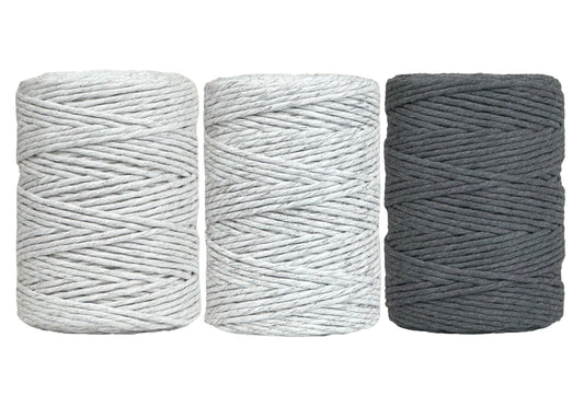 Silvery Moonlight, Marble & Charcoal - 3mm & 5mm, Thread Shop Macramé Cord