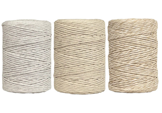 Linen, Beige & Latte - 3mm & 5mm, Thread Shop Macramé Cord