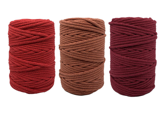 Poinsettia, Burnt Orange & Wine Red -  5mm, Thread Shop Braided Cord