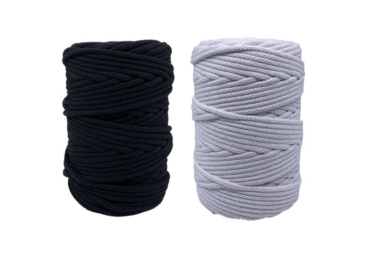 Black & White -  5mm, Thread Shop Braided Cord