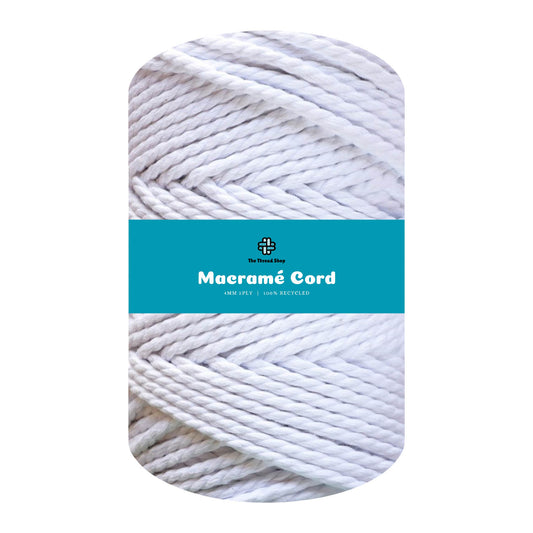 Brilliant White 4mm 3PLY Thread Shop Macramé Cord