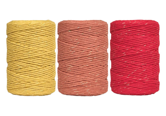 Golden Mustard, Golden Burnt Orange, Golden Poinsettia - 3mm & 5mm, Thread Shop Macramé Cord