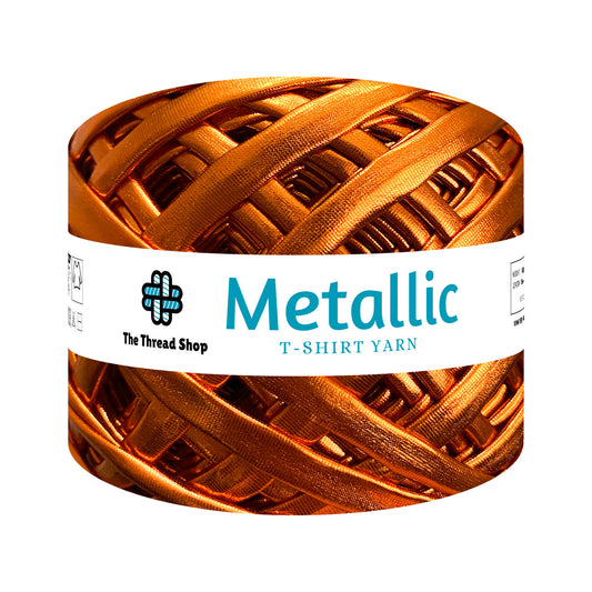 Orange Gold Metallic T-shirt Yarn