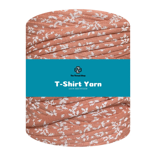 Peach Floral Print - Thread Shop T-Shirt Yarn