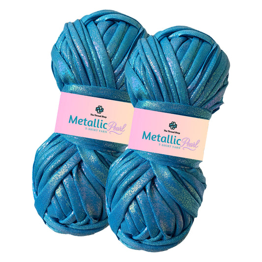 Aqua Mist - Metallic Pearl T-shirt Yarn