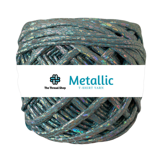 Icy Blue Print Metallic T-shirt Yarn