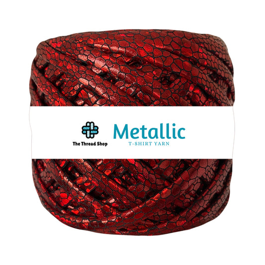 Candy Red Print Metallic T-shirt Yarn