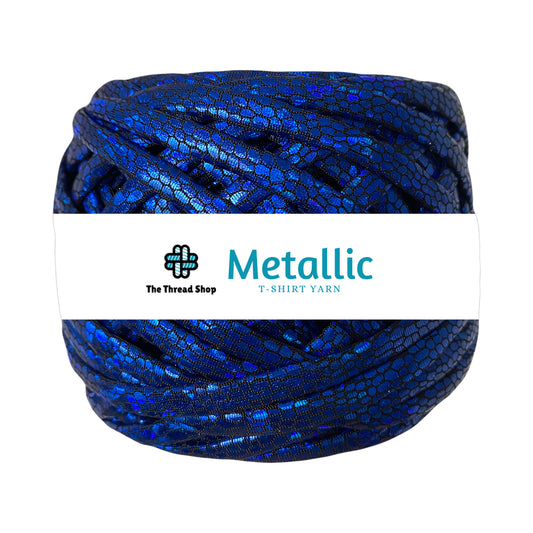 Sapphire Blue Print Metallic T-shirt Yarn