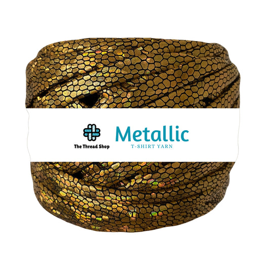 Gold Print Metallic T-shirt Yarn