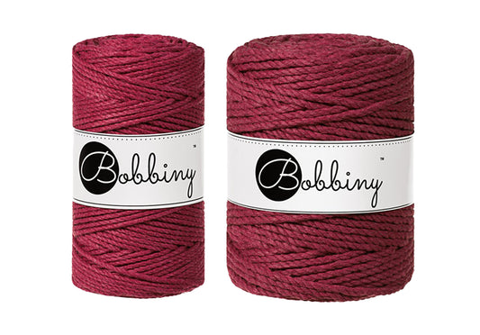 Wine Red - 3mm & 5mm 3PLY, Bobbiny Macramé Cord