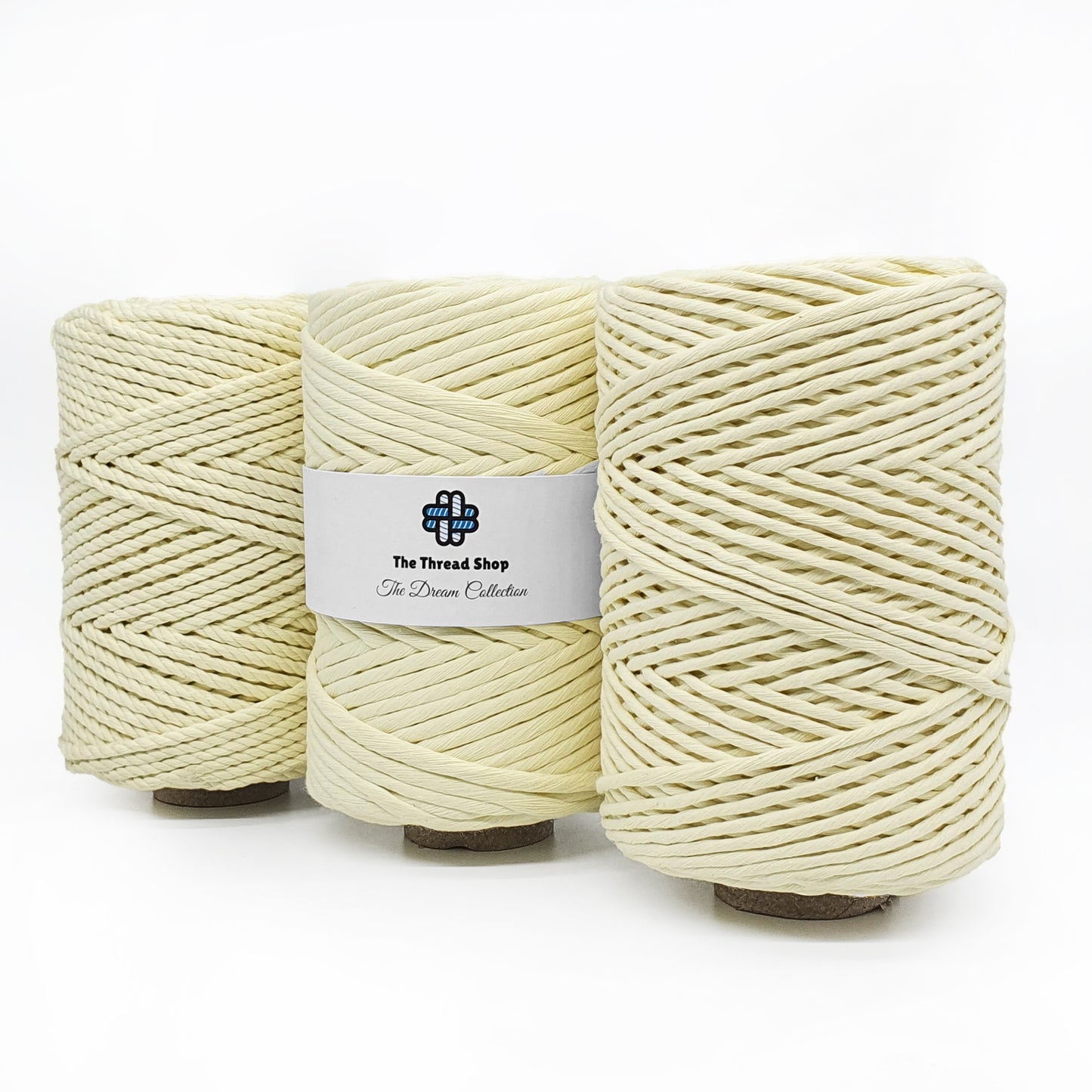 Lemon Cream - 3mm, 5mm & 4mm 3PLY Recycled Luxe Macramé String