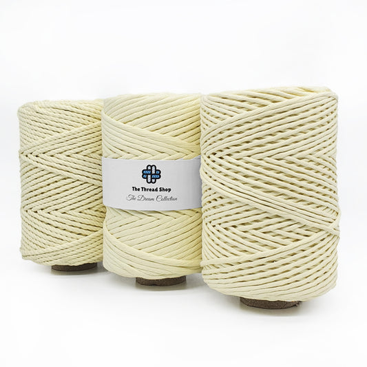 Lemon Cream - 3mm, 5mm & 4mm 3PLY Recycled Luxe Macramé String