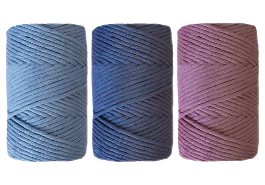 Azure Blue, Sapphire Blue, Mauve - 4mm, Thread Shop Macramé Cord