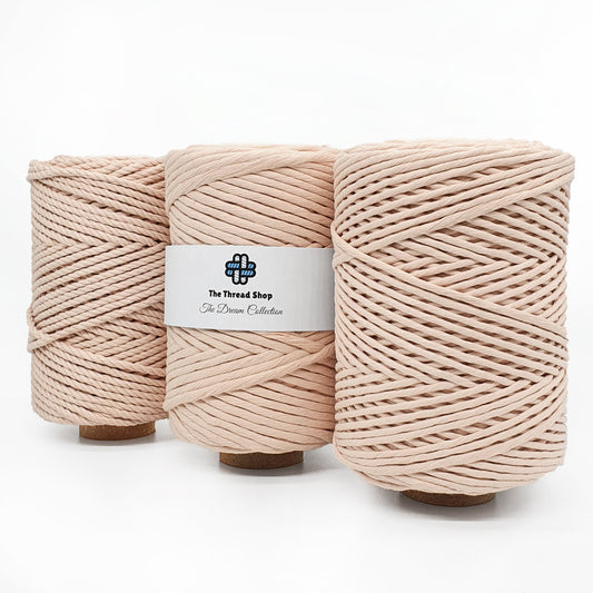Powder Pink - 3mm, 5mm & 4mm 3PLY Recycled Luxe Macramé String