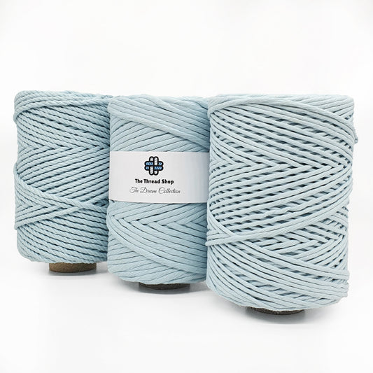 Powder Blue - 3mm, 5mm & 4mm 3PLY Recycled Luxe Macramé String